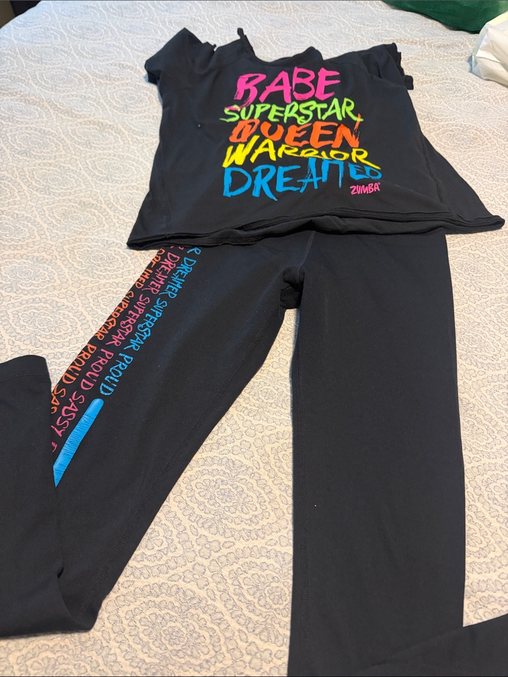 Zumba Fitness Black Kids Neon Word Graphic Pajama Set